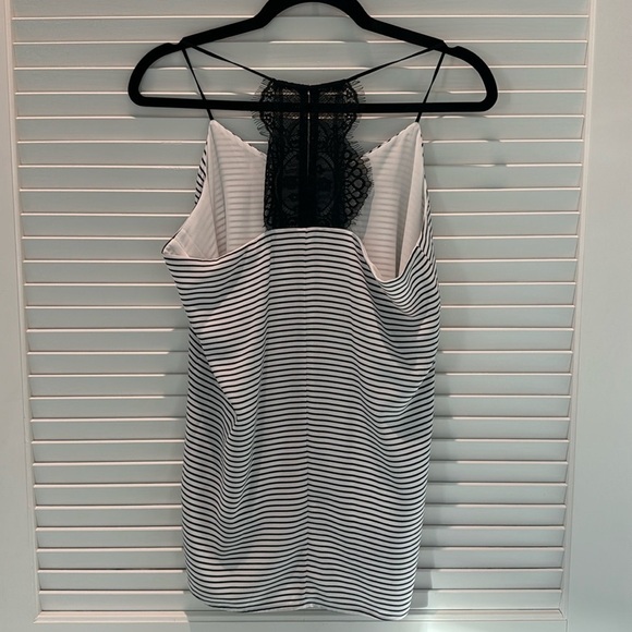 Express Black and White Stripe Tank Top Blouse with Lace Racerback - NWT - Picture 3 of 6